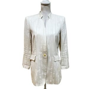 Lafayette New York single button lined stand up collar Cream Blazer size 12